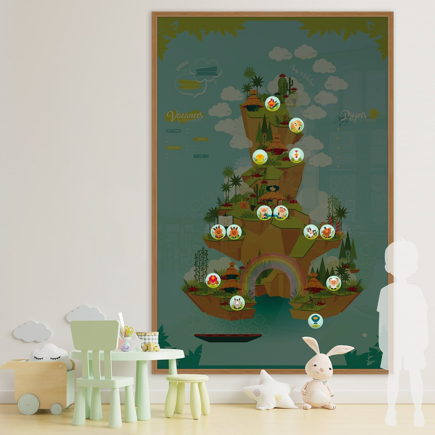 Zoom Fresque Java avec magnets ferme – tableau magnétique crèche personnalisé