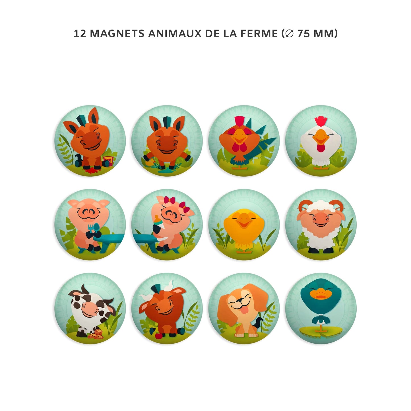 Zoom fresque Java avec magnets animaux de la ferme – familiarisation douce avec le quotidien