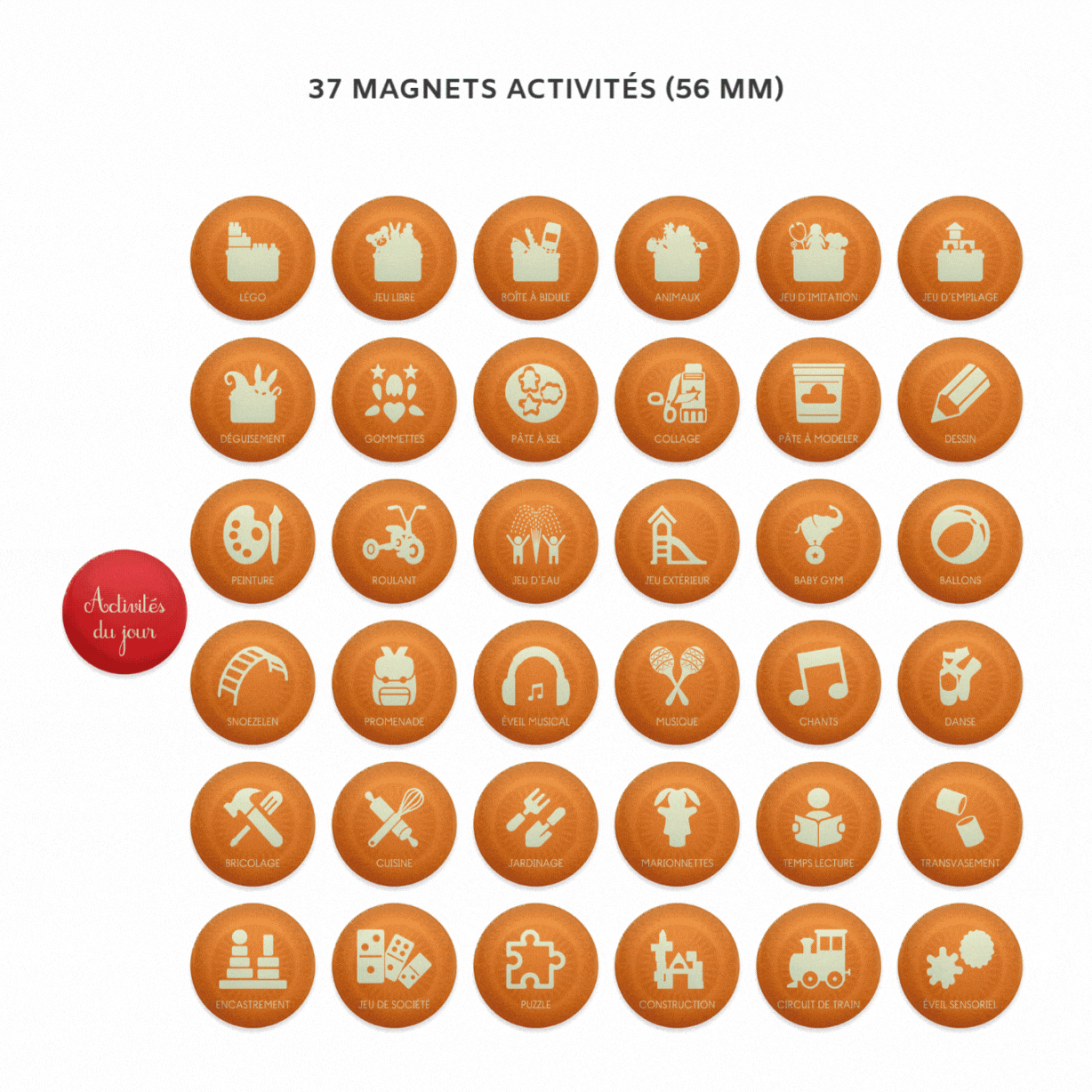 Zoom sur les magnets du jour Java activités repas et temps forts pour crèche