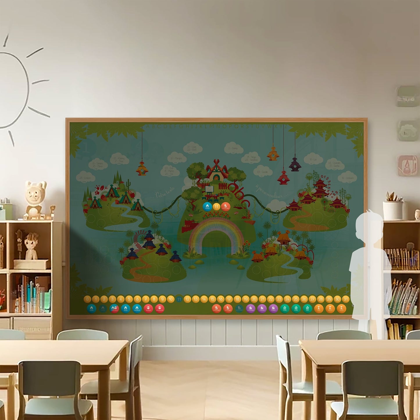 Zone date sur la fresque Terra – apprendre à se repérer dans le temps en maternelle