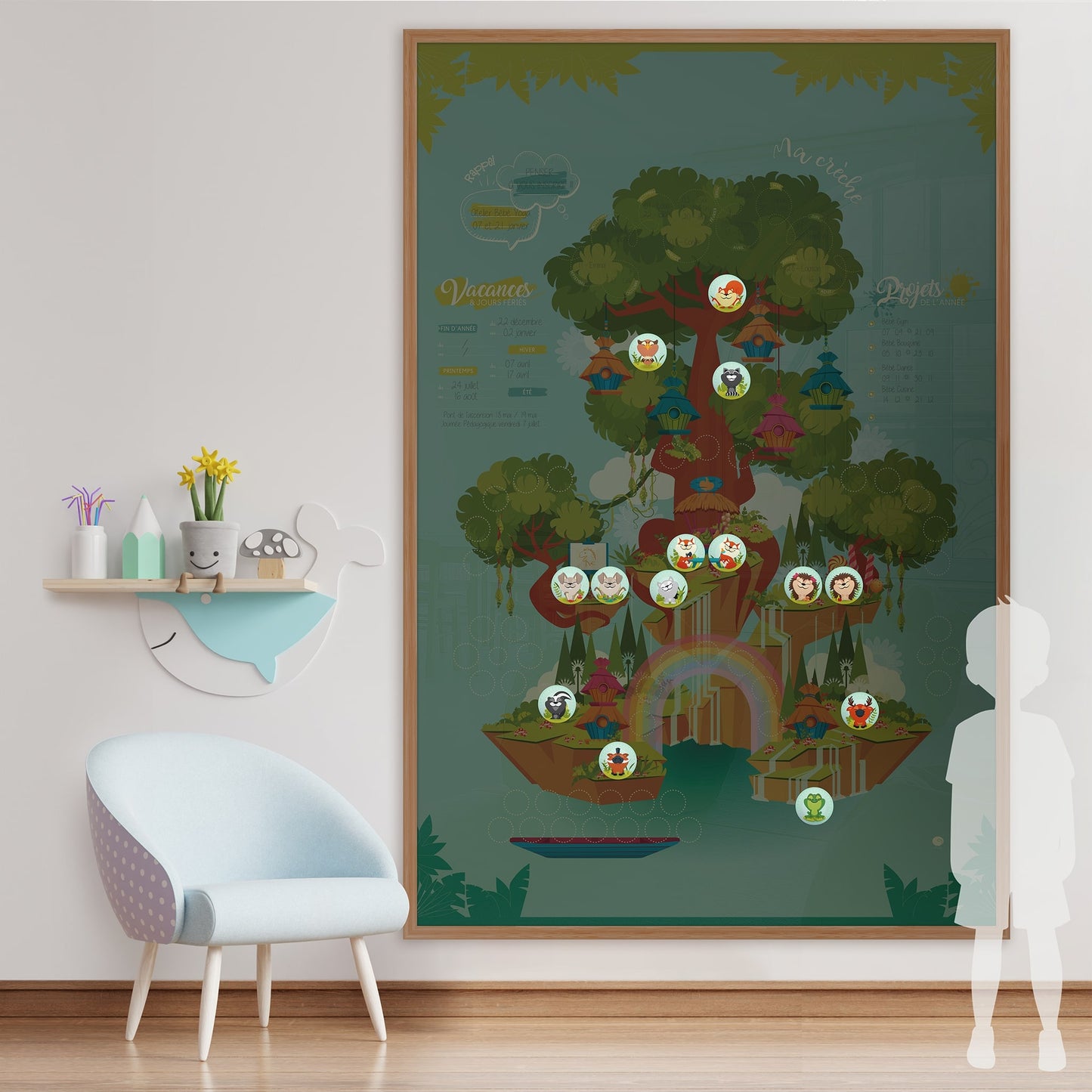 Pack magnets décor Forêt pour fresque Séquoia – repères naturels et animaux familiers