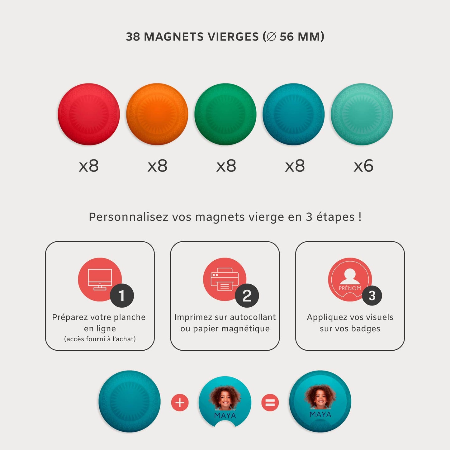 Magnets Groupe vierge à personnaliser – pour afficher les enfants par équipe ou atelier