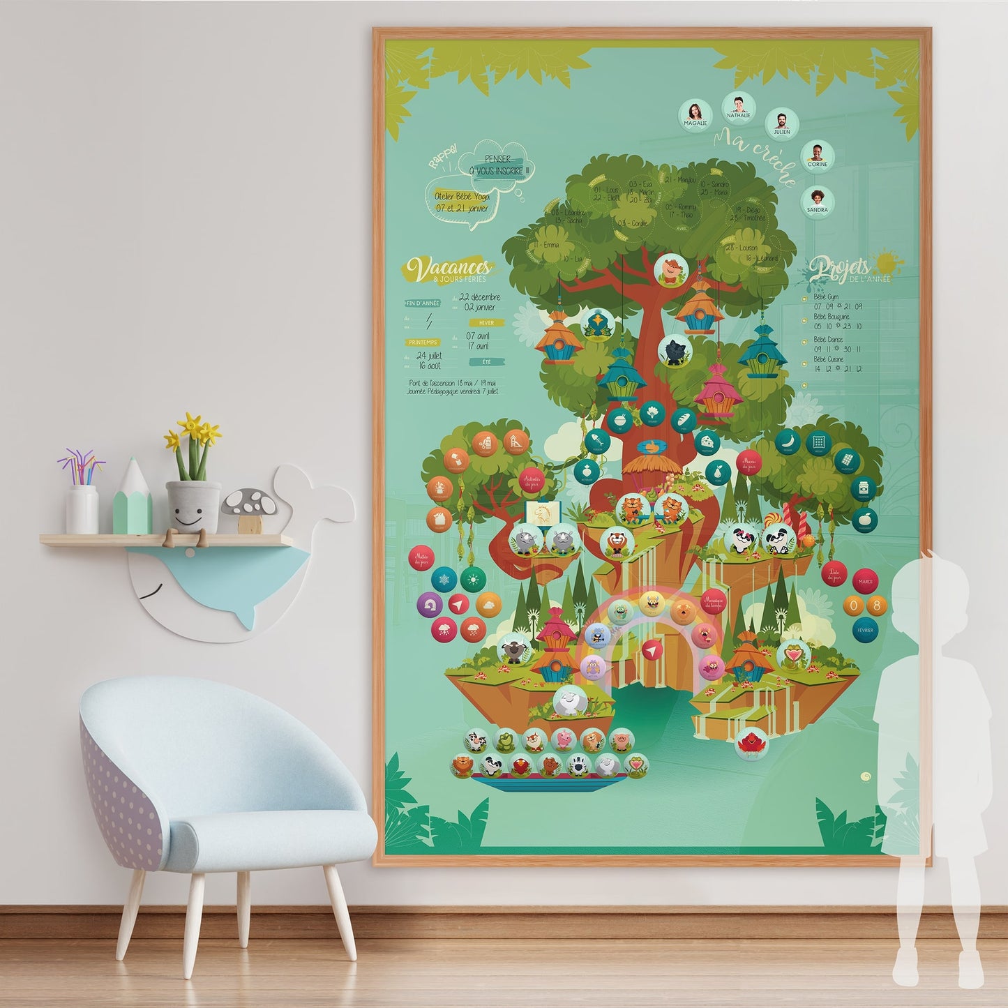 Fresque Séquoia – décor Jungle : un monde vivant et coloré pour éveiller la curiosité des tout-petits