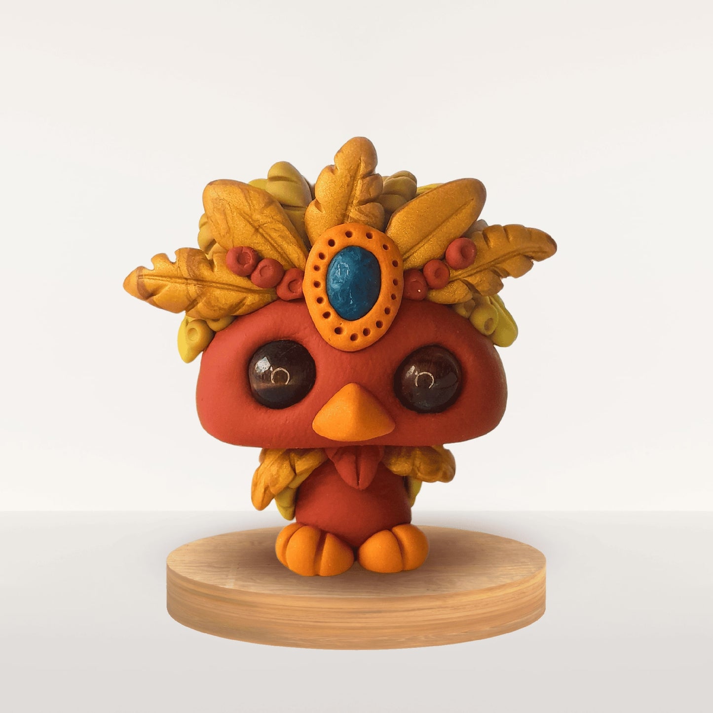 Talisman Plume Cuivre – création artisanale en pâte Fimo