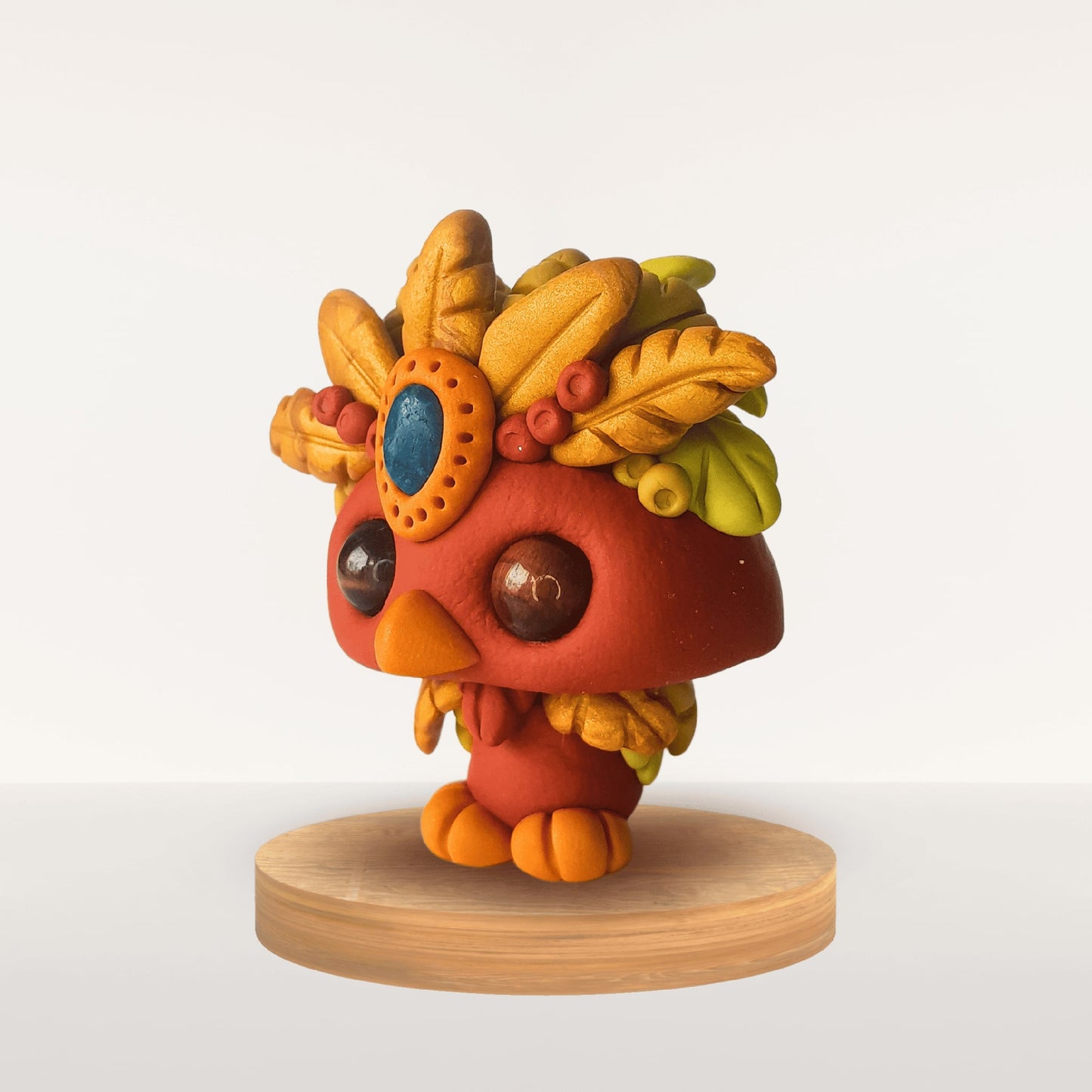 Talisman Plume Cuivre – création artisanale en pâte Fimo
