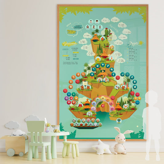 Fresque Java avec magnets animaux de la ferme – organisation visuelle pour crèche