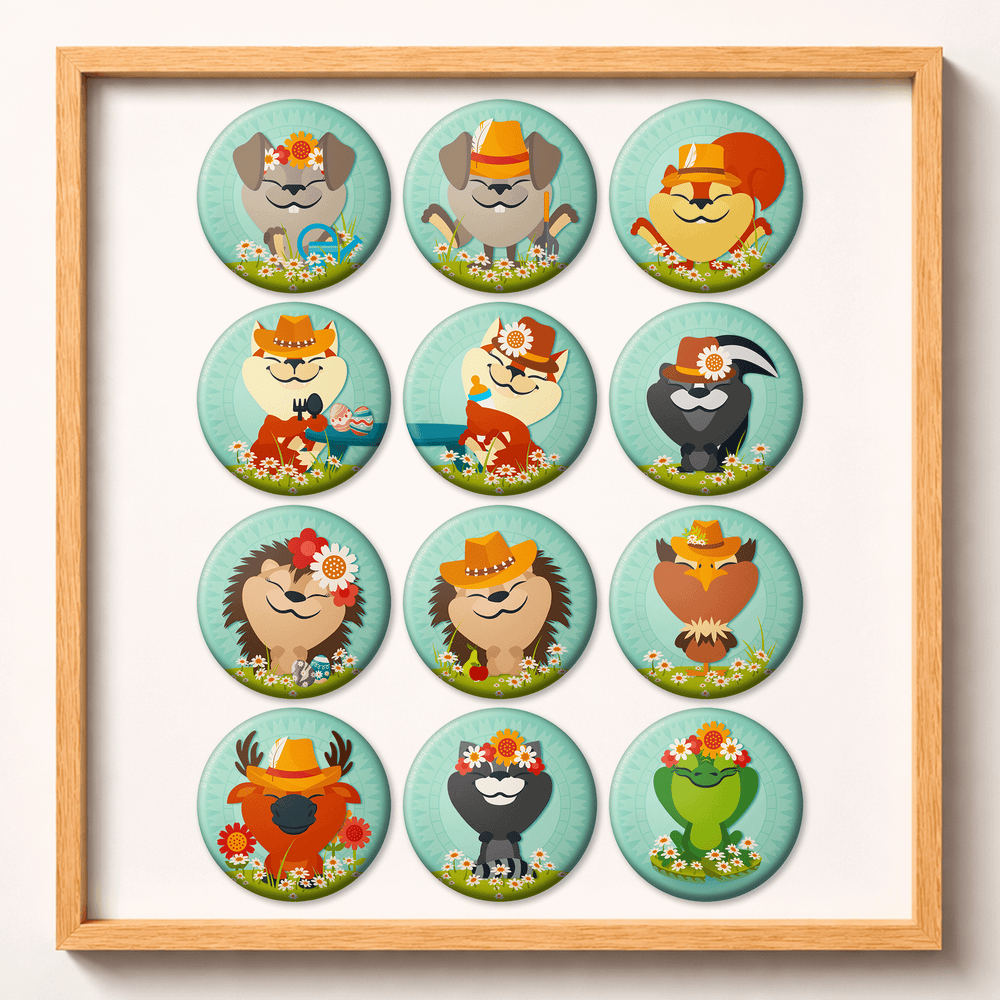 Magnets ⚉ Animaux tableau crèche