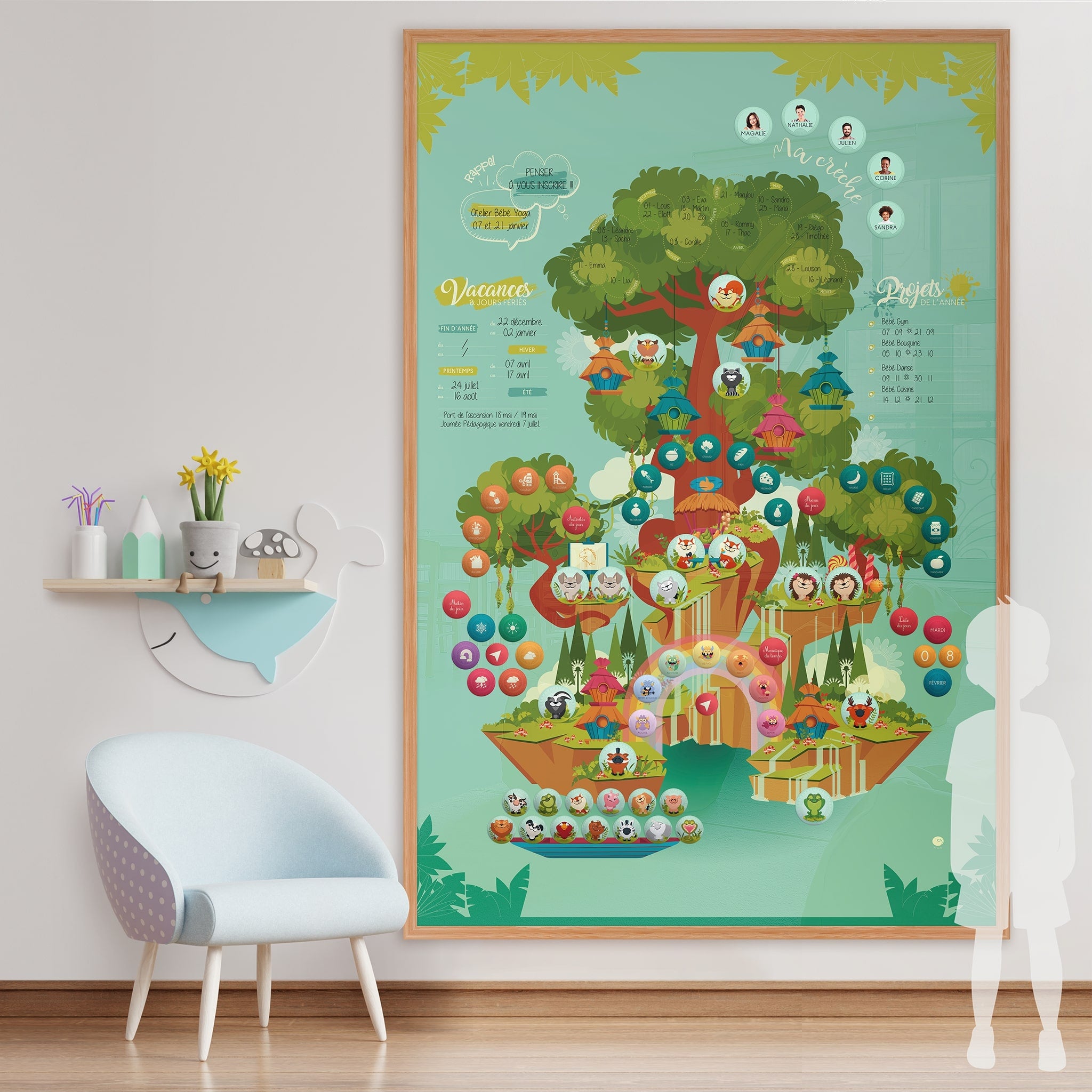 Fresque Séquoia – décor Forêt : animaux et éléments naturels pour créer un lien avec la nature