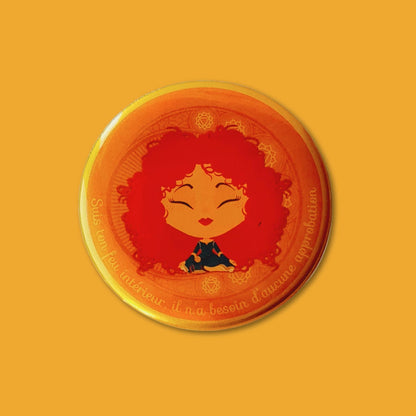 Magnet Mantrâme Chakra Plexus Solaire – Mantra illustré “Suis ton feu intérieur, il n’a besoin d’aucune approbation"