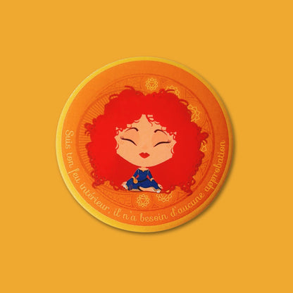 Magnet Mantrâme Chakra Plexus Solaire – Mantra illustré “Suis ton feu intérieur, il n’a besoin d’aucune approbation"