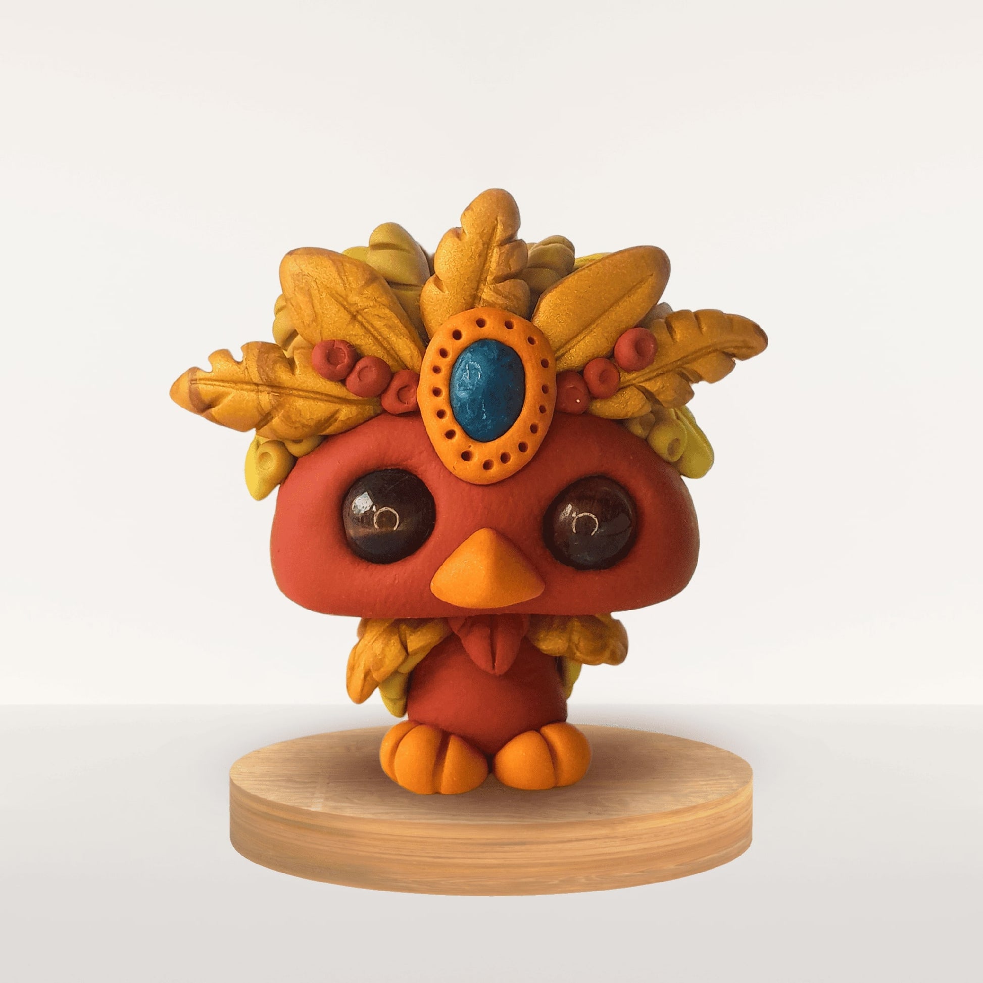 Talisman Plume Cuivre – création artisanale en pâte Fimo