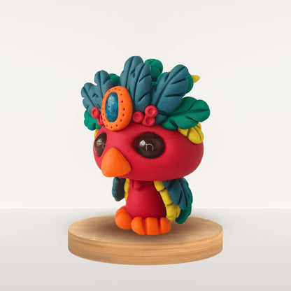 Talisman Plume Grenat – création en pâte Fimo façonnée à la main